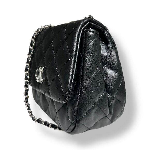 CXL by Christian Lacroix Black Quilted Vegan Leather Shoulder Bag Valo Chain $88 - Picture 4 of 12